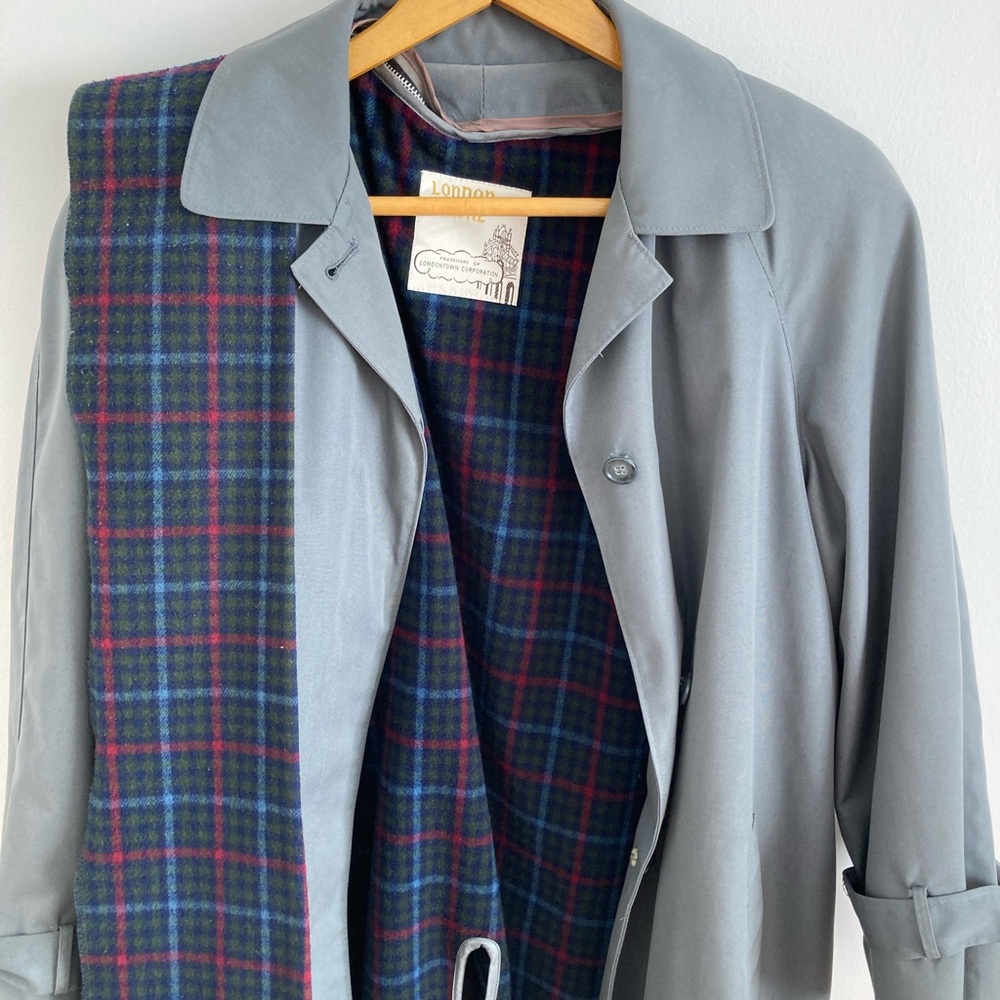 London Towne Women’s Bluish Gray trench w/removable lining & scarf.3x Host Pick🎉